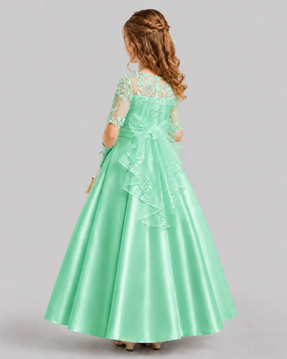 Mint Green A-line Junior Bridesmaid Dresses Front