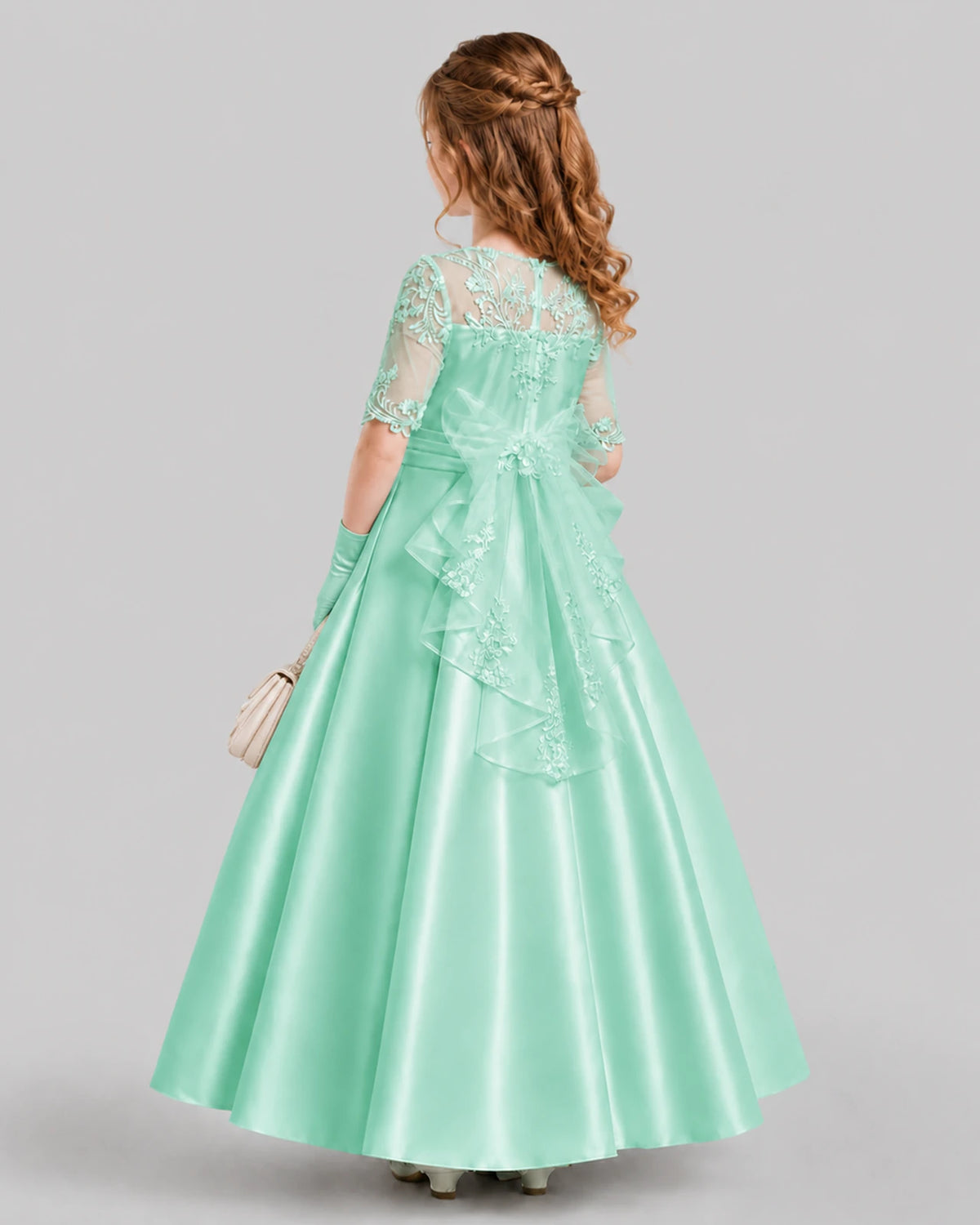 Turquoise A-line Junior Bridesmaid Dresses Front