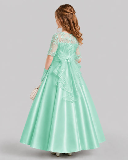 Turquoise A-line Junior Bridesmaid Dresses Front