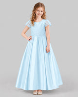 Baby Blue A-line Junior Bridesmaid Dresses Front