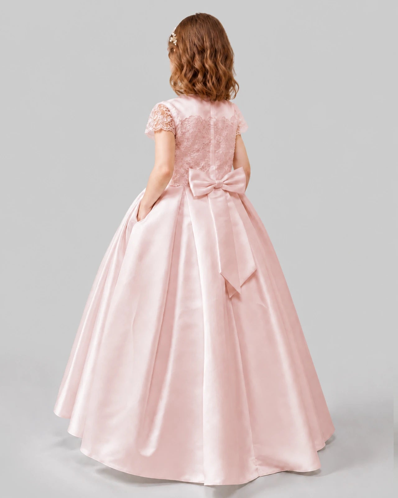 Blush Pink A-line Junior Bridesmaid Dresses Back