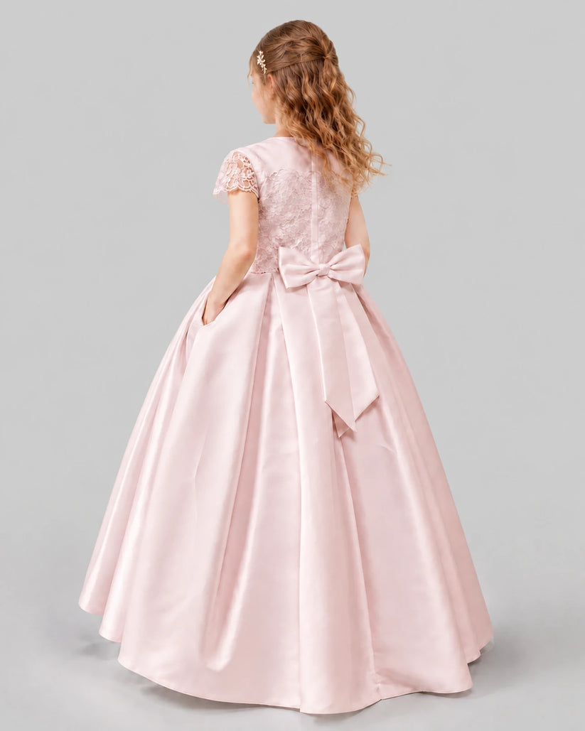 Blush Pink A-line Junior Bridesmaid Dresses Back