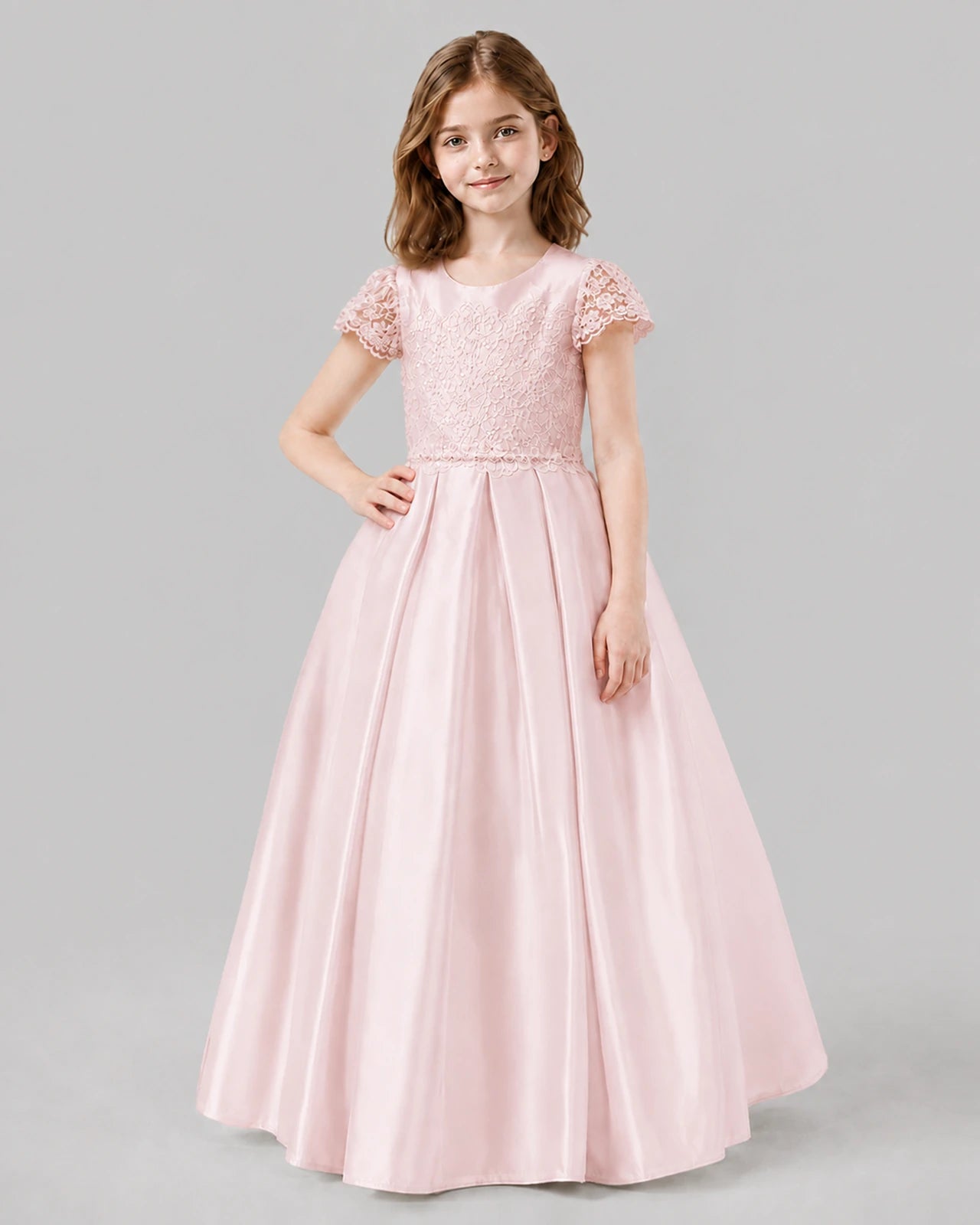 Blush Pink A-line Junior Bridesmaid Dresses Front