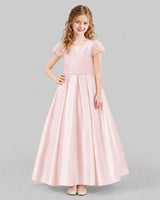 Blush Pink A-line Junior Bridesmaid Dresses Front
