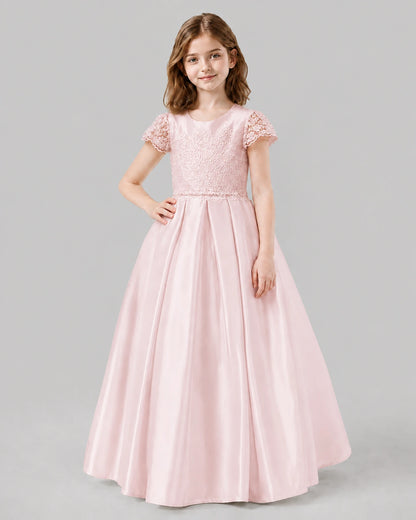 Blush Pink A-line Junior Bridesmaid Dresses Front