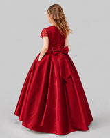 Burgundy A-line Junior Bridesmaid Dresses Back