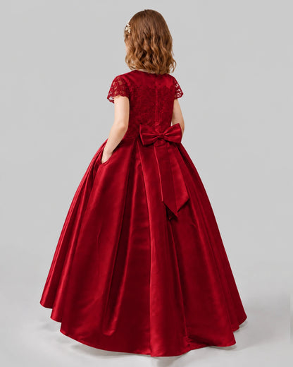 Burgundy A-line Junior Bridesmaid Dresses Back