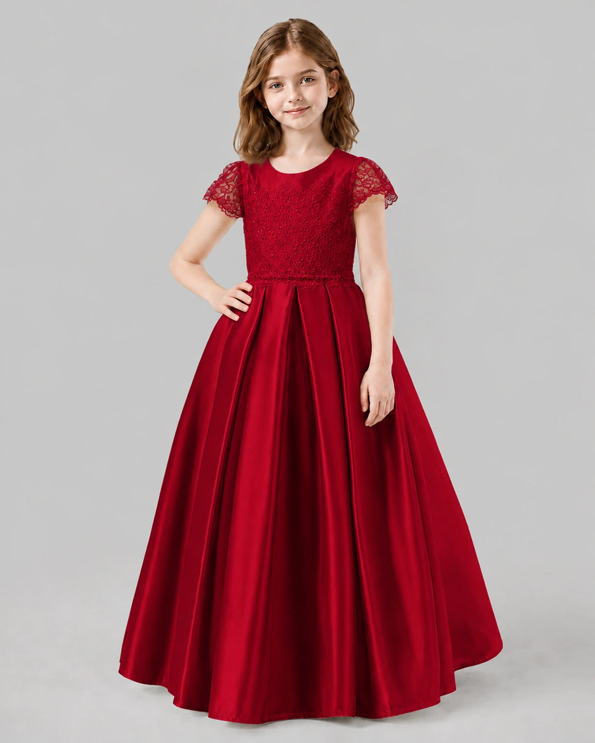 Burgundy A-line Junior Bridesmaid Dresses Front