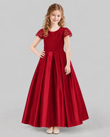 Burgundy A-line Junior Bridesmaid Dresses Front