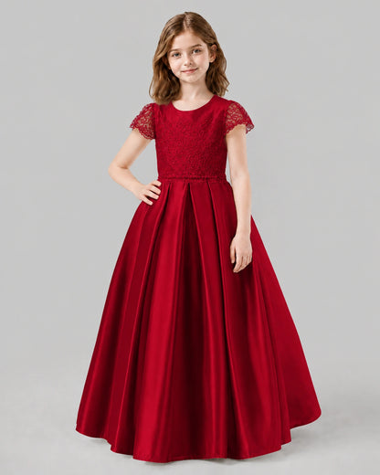 Burgundy A-line Junior Bridesmaid Dresses Front