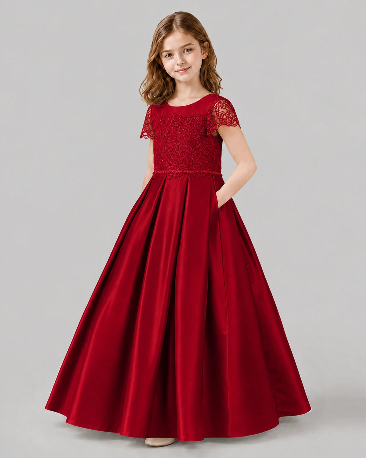 Burgundy A-line Junior Bridesmaid Dresses Side