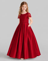 Burgundy A-line Junior Bridesmaid Dresses Side