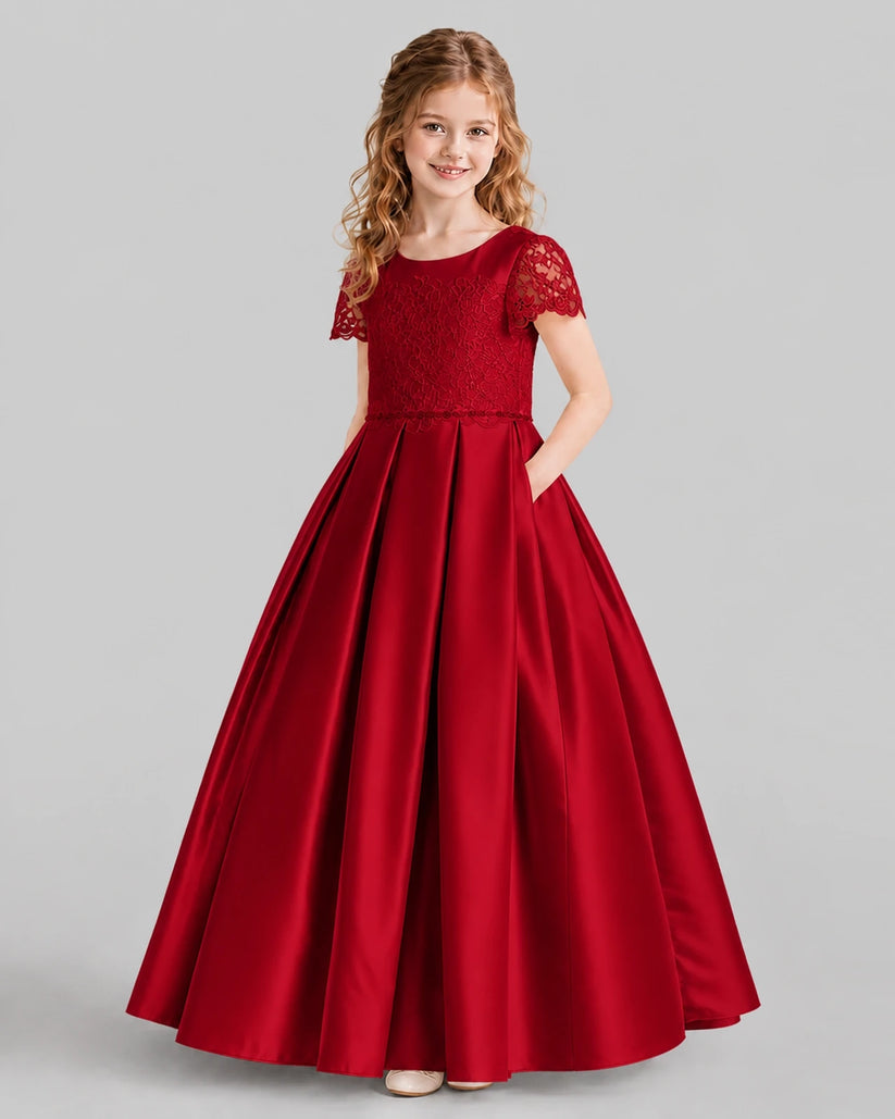 Burgundy A-line Junior Bridesmaid Dresses Side