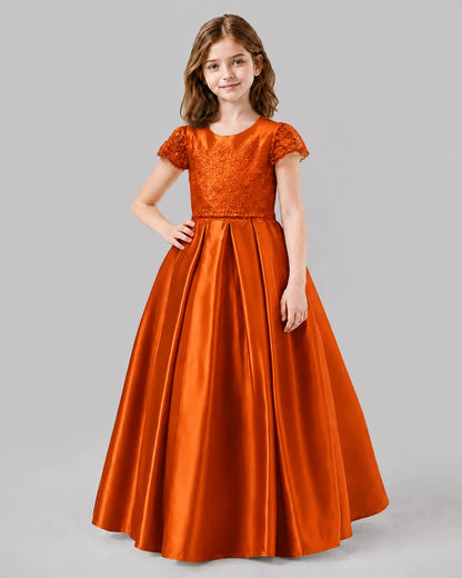Burnt Orange A-line Junior Bridesmaid Dresses Front
