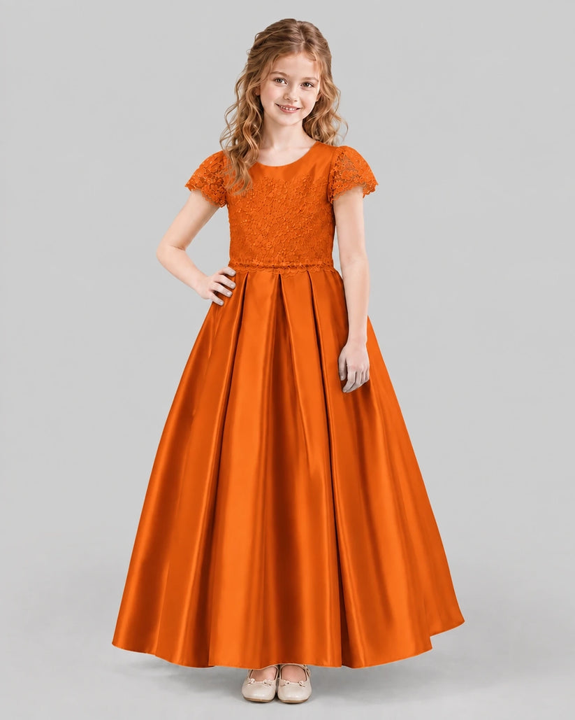 Burnt Orange A-line Junior Bridesmaid Dresses Front