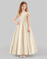 Champagne A-line Junior Bridesmaid Dresses Front