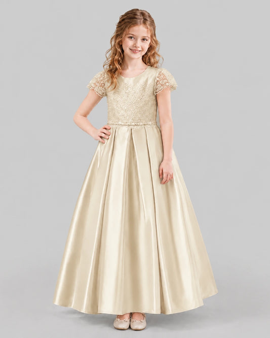 Champagne A-line Junior Bridesmaid Dresses Front