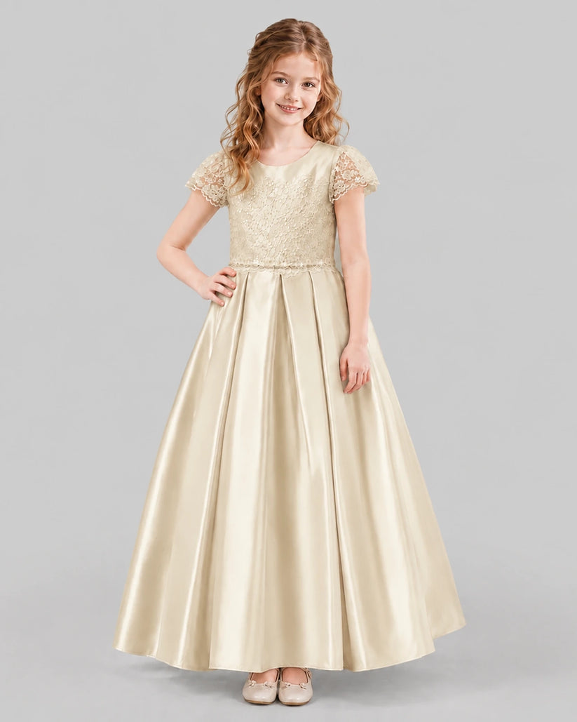 Champagne A-line Junior Bridesmaid Dresses Front