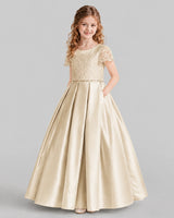 Champagne A-line Junior Bridesmaid Dresses Side