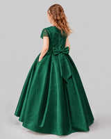 Dark Green A-line Junior Bridesmaid Dresses Back