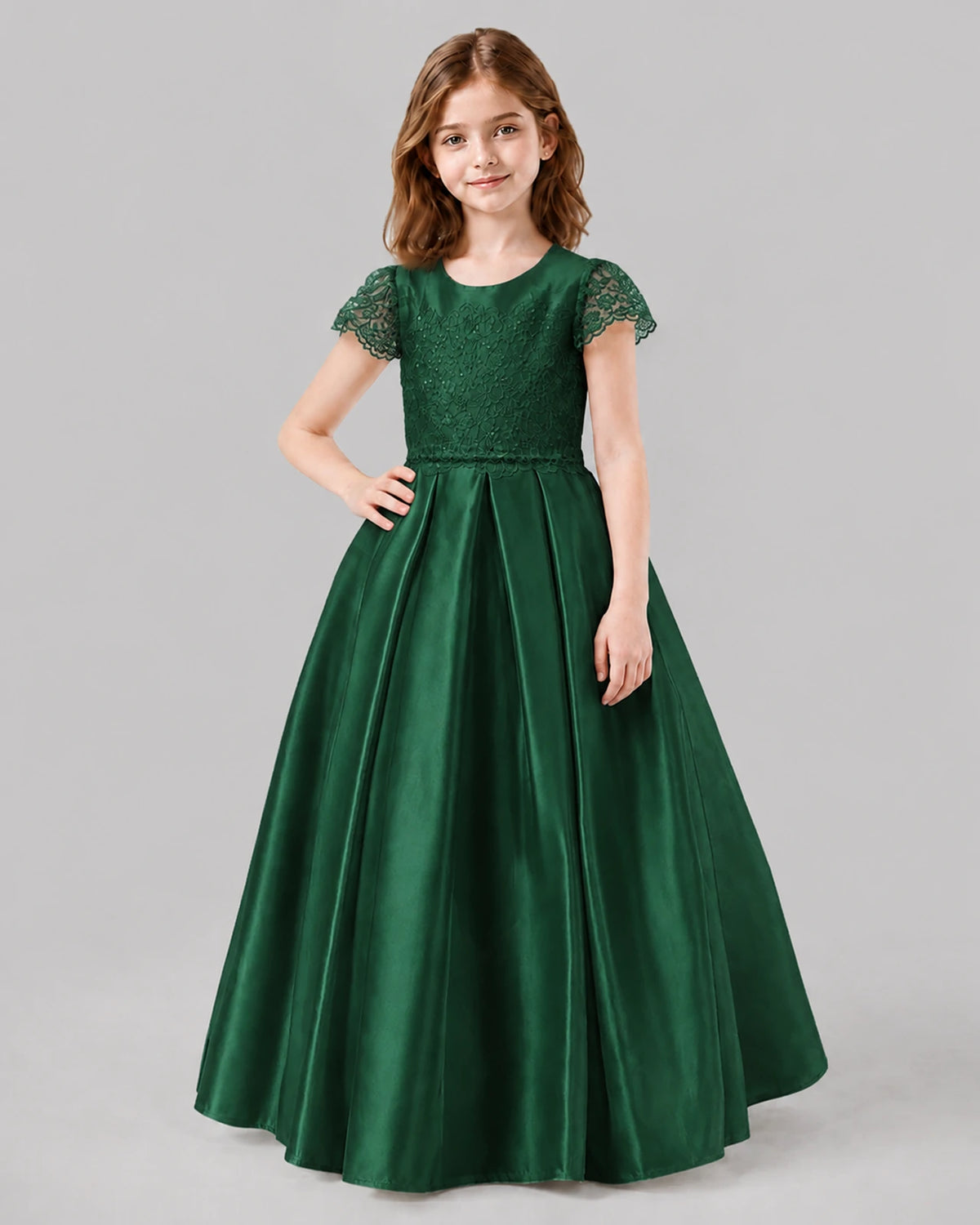 Dark Green A-line Junior Bridesmaid Dresses Front