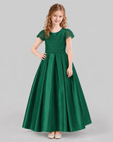 Dark Green A-line Junior Bridesmaid Dresses Front