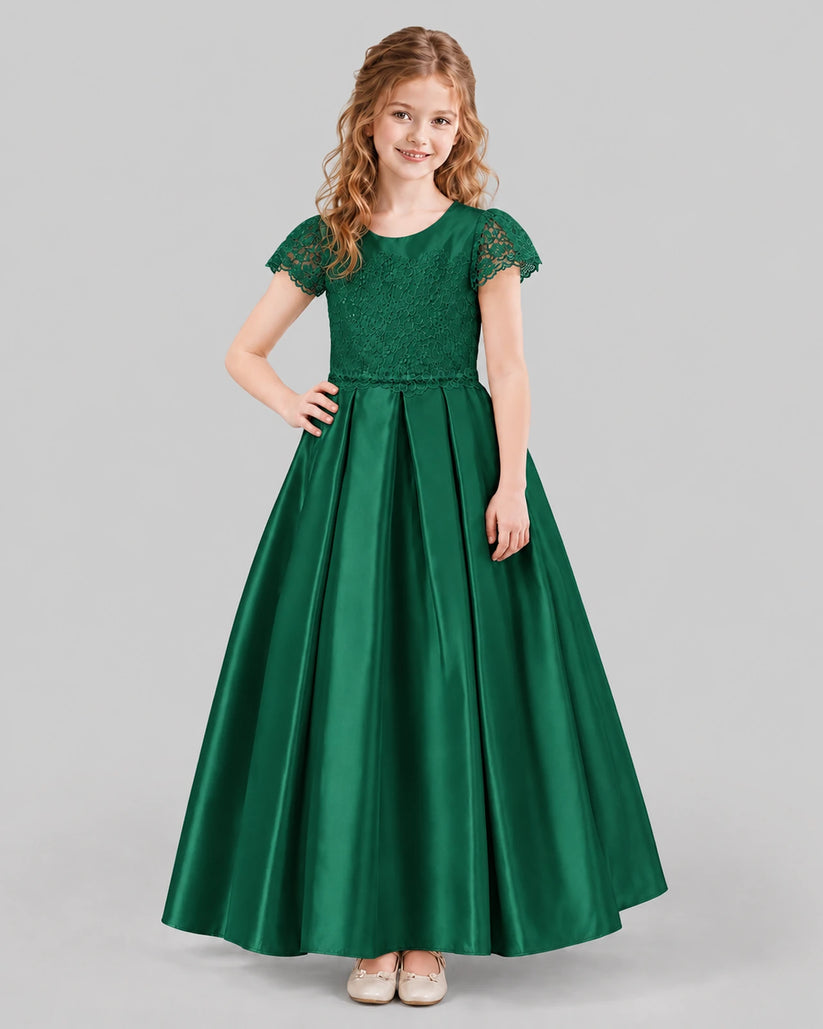 Dark Green A-line Junior Bridesmaid Dresses Front