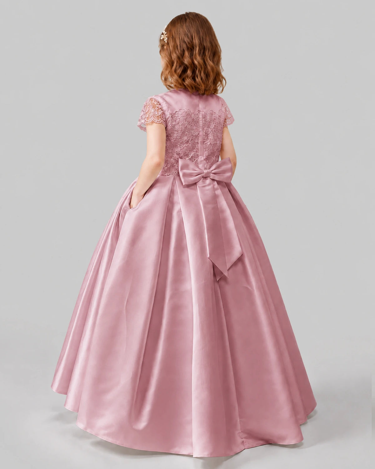 Dusty Rose A-line Junior Bridesmaid Dresses Back