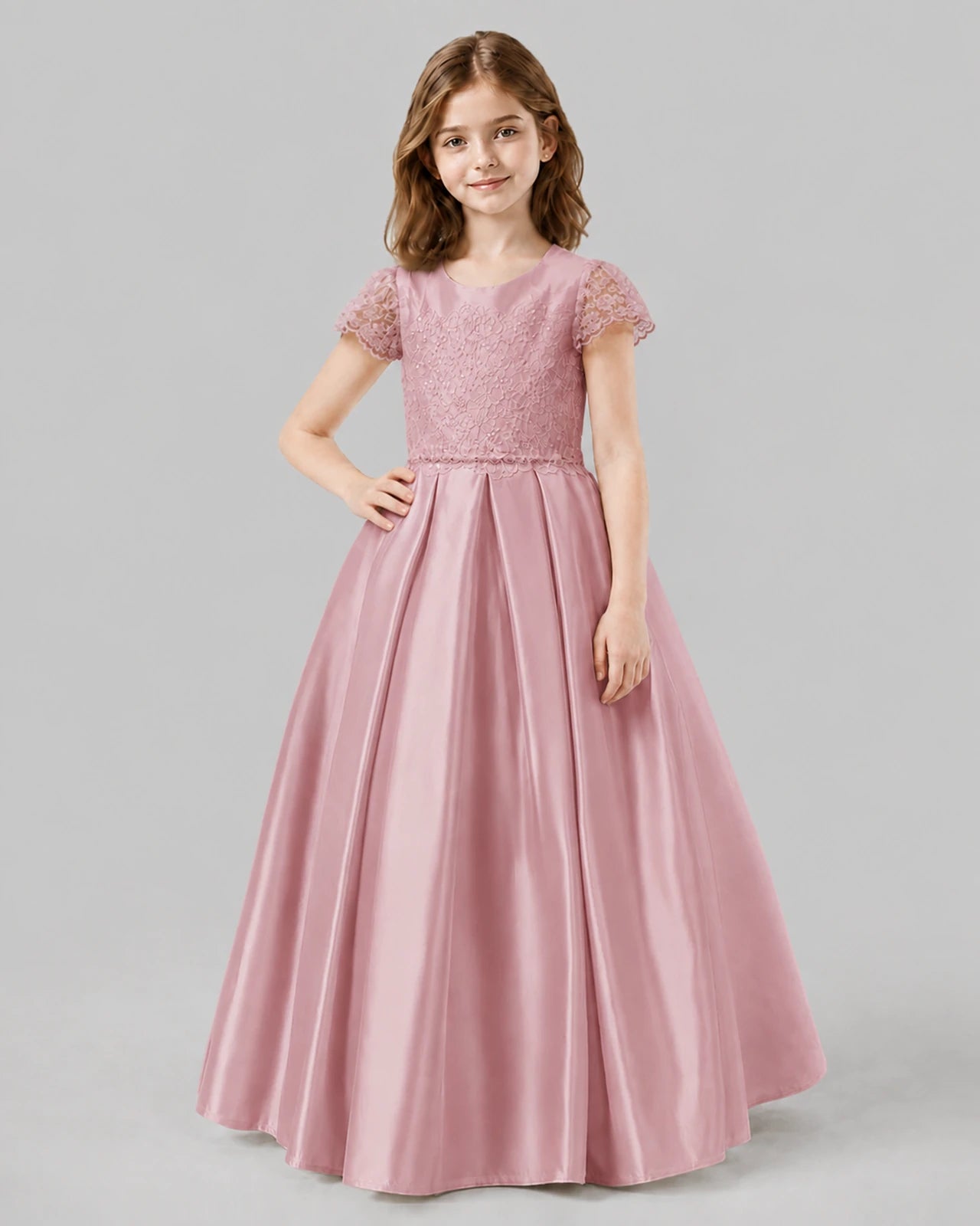 Dusty Rose A-line Junior Bridesmaid Dresses Front
