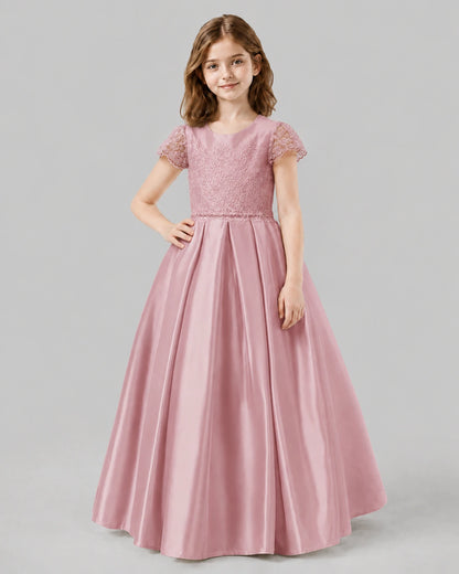 Dusty Rose A-line Junior Bridesmaid Dresses Front