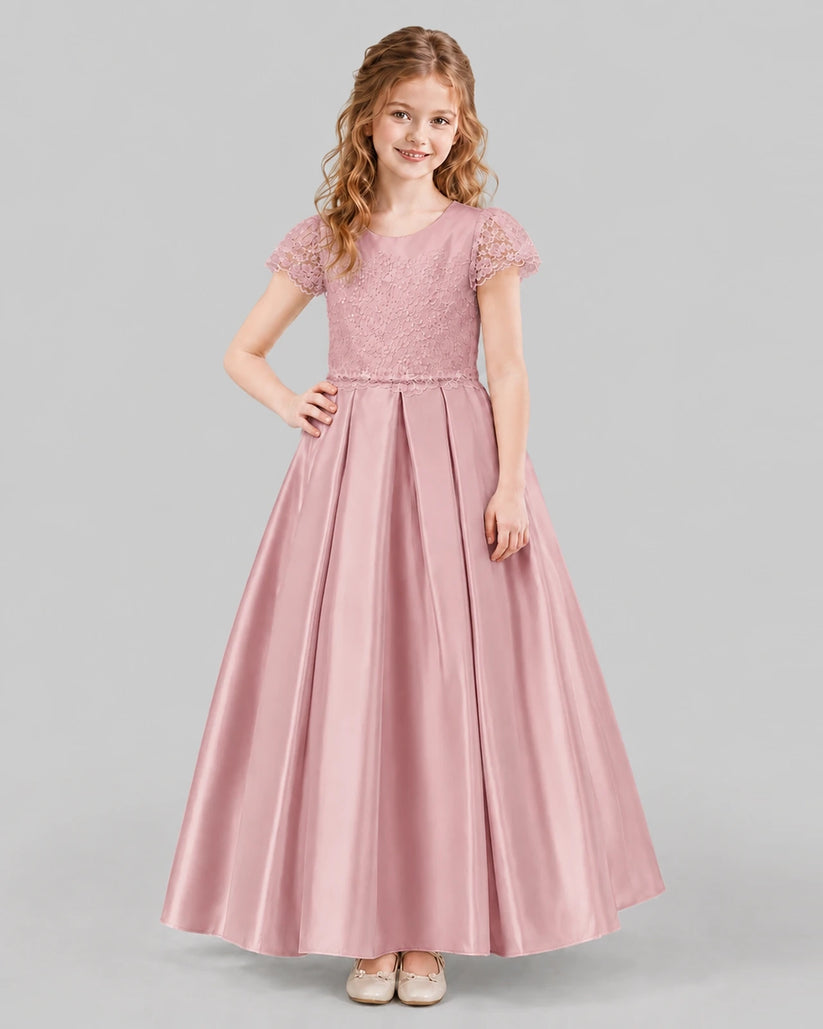 Dusty Rose A-line Junior Bridesmaid Dresses Front