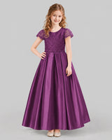 Grape A-line Junior Bridesmaid Dresses Front