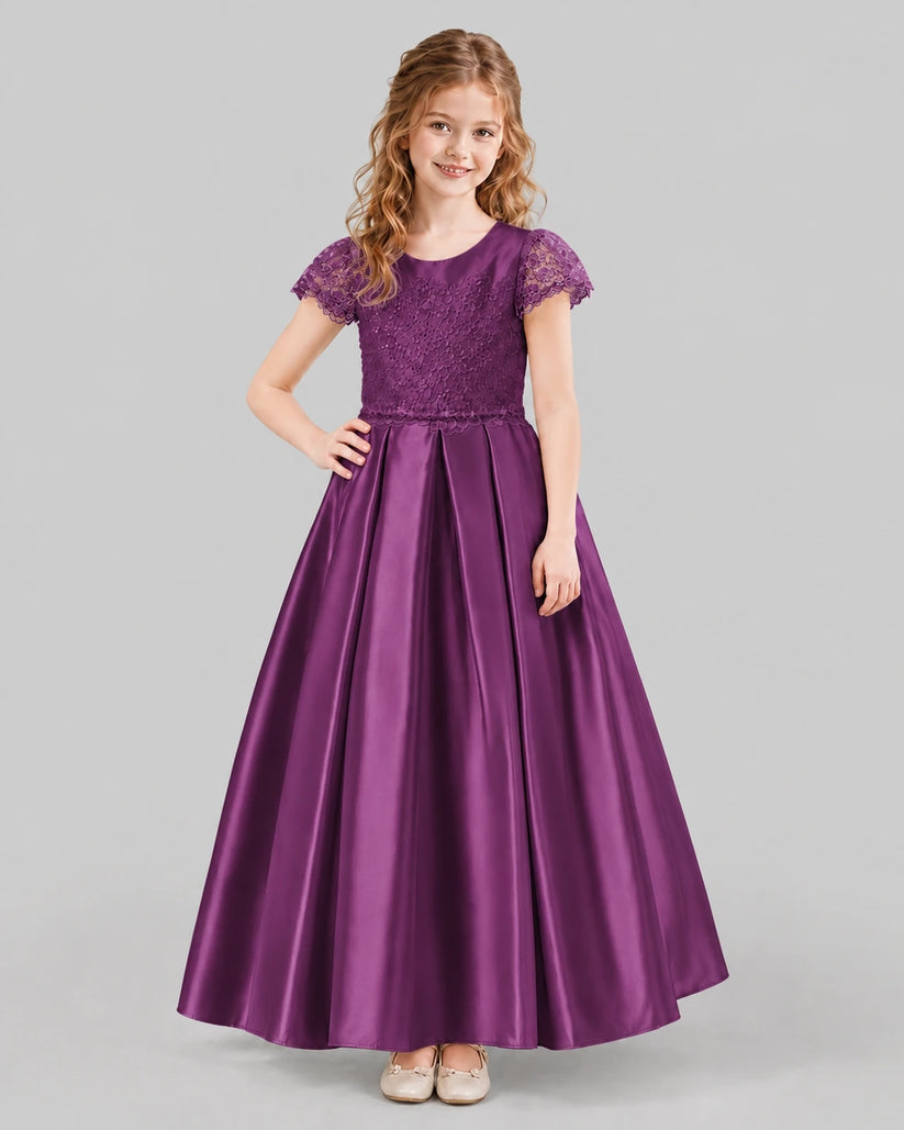 Grape A-line Junior Bridesmaid Dresses Front