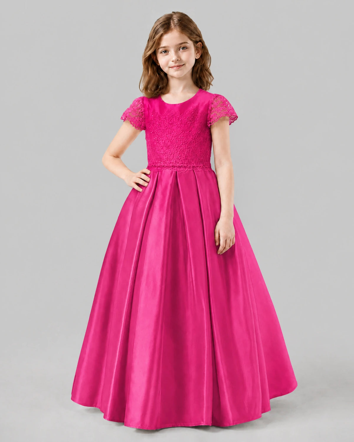 Hot Pink A-line Junior Bridesmaid Dresses Front