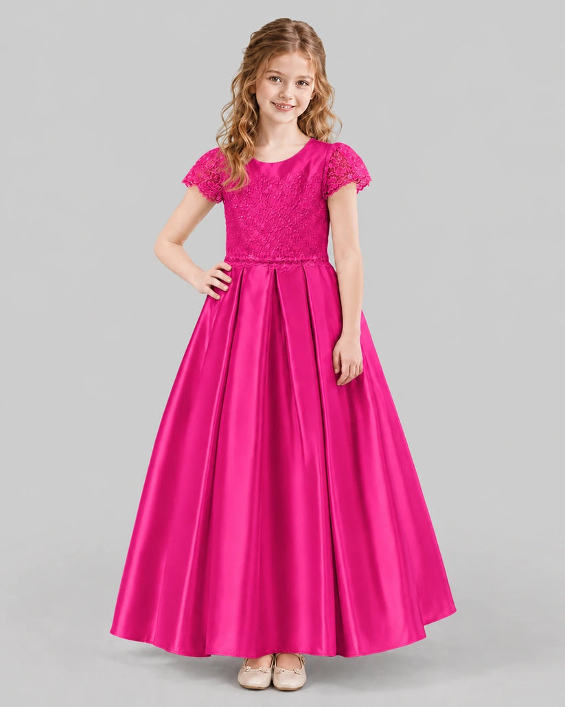 Hot Pink A-line Junior Bridesmaid Dresses Front