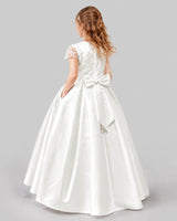Ivory A-line Junior Bridesmaid Dresses Back