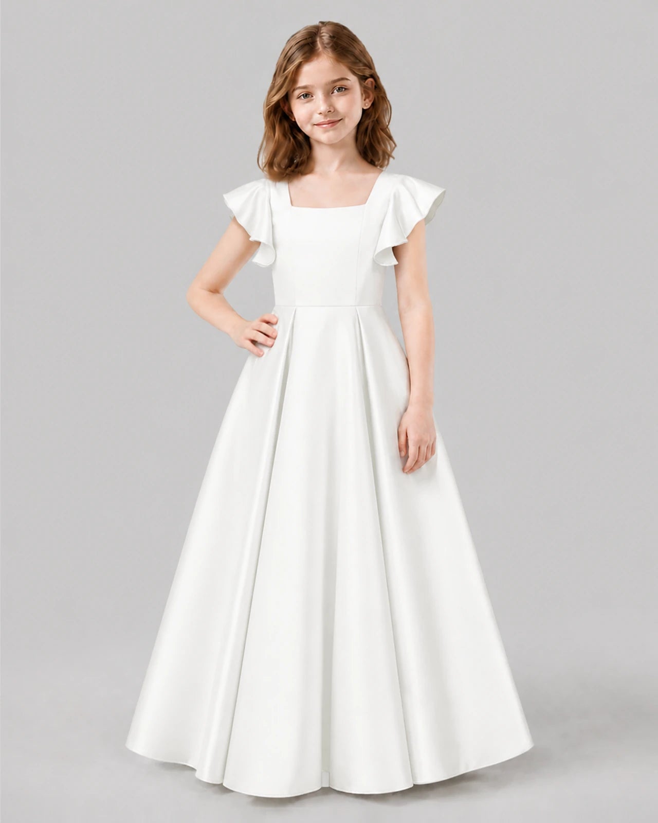 Ivory A-line Junior Bridesmaid Dresses Front