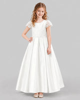 Ivory A-line Junior Bridesmaid Dresses Front