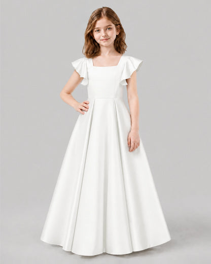 Ivory A-line Junior Bridesmaid Dresses Front