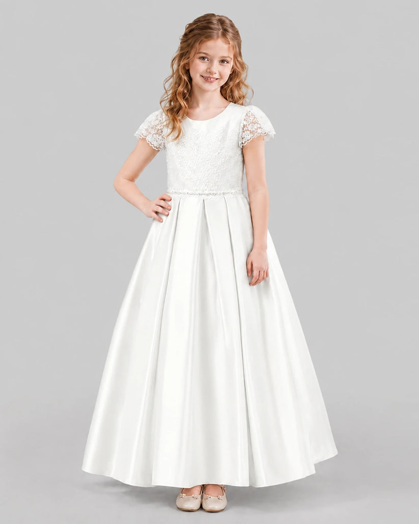 Ivory A-line Junior Bridesmaid Dresses Front
