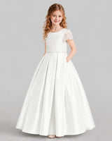 Ivory A-line Junior Bridesmaid Dresses Side