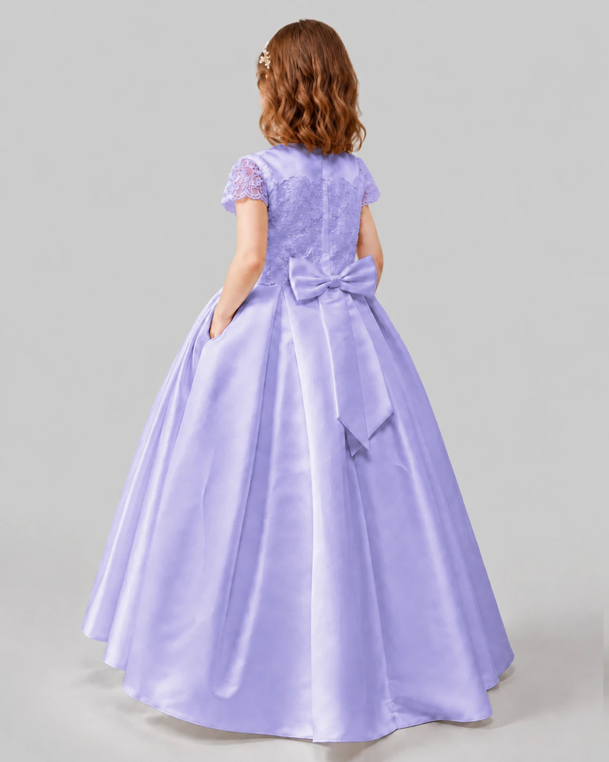 Lavender A-line Junior Bridesmaid Dresses Back