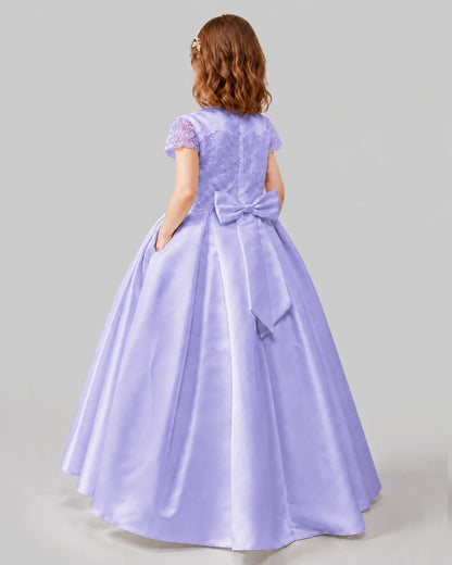 Lavender A-line Junior Bridesmaid Dresses Back