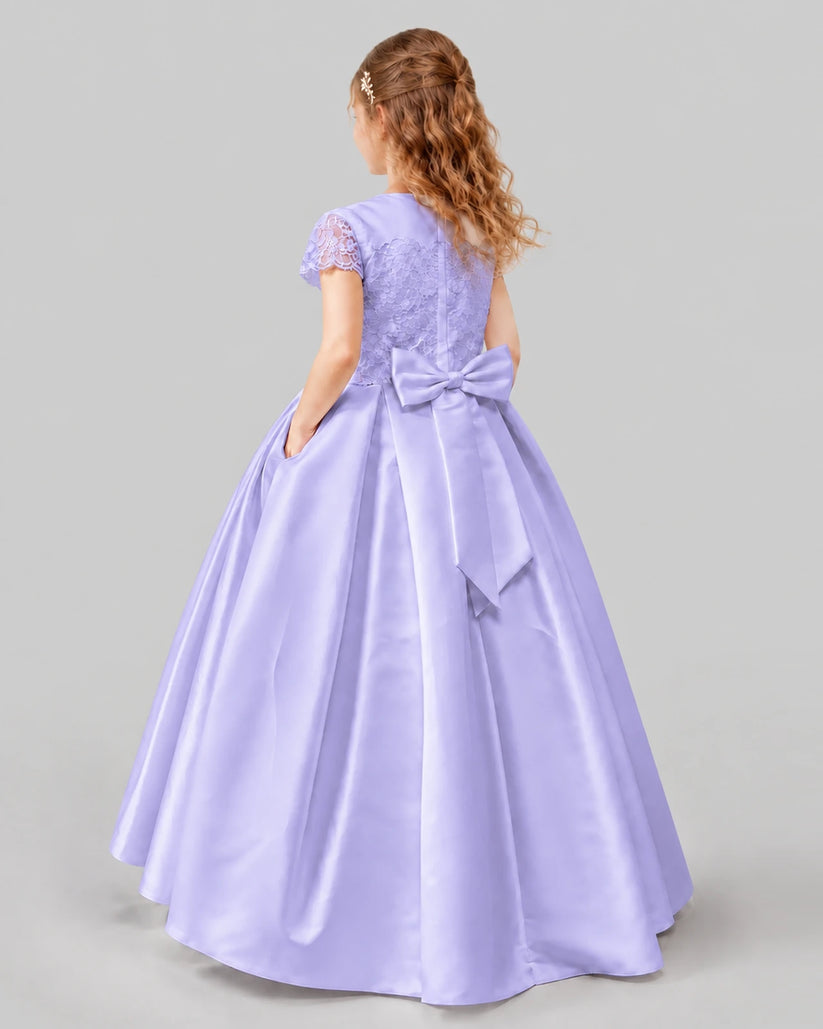 Lavender A-line Junior Bridesmaid Dresses Back