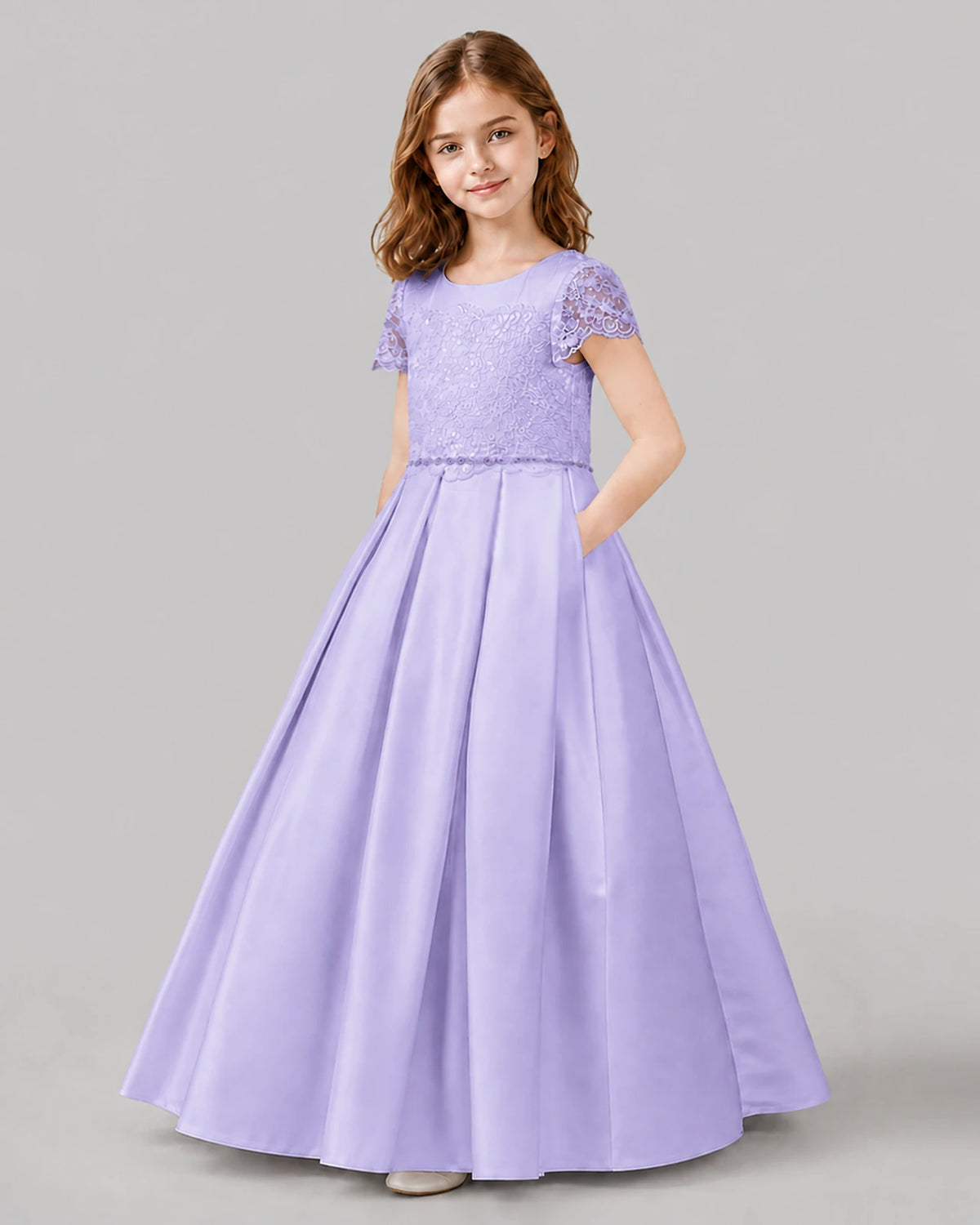 Lavender A-line Junior Bridesmaid Dresses Side