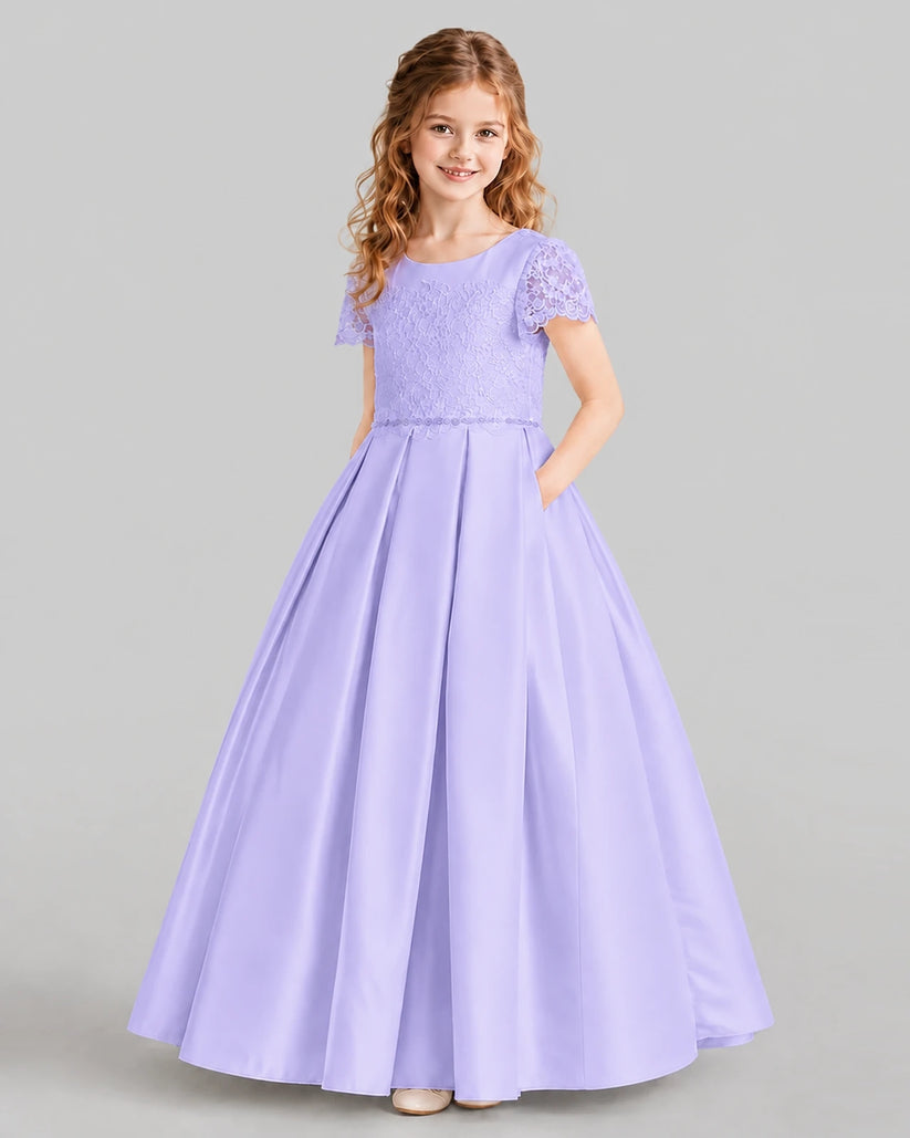 Lavender A-line Junior Bridesmaid Dresses Side