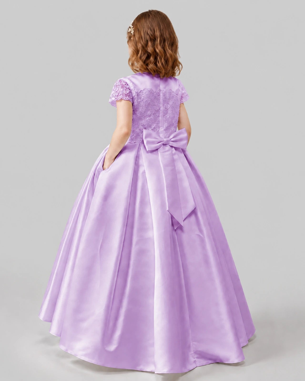 Lilac A-line Junior Bridesmaid Dresses Back
