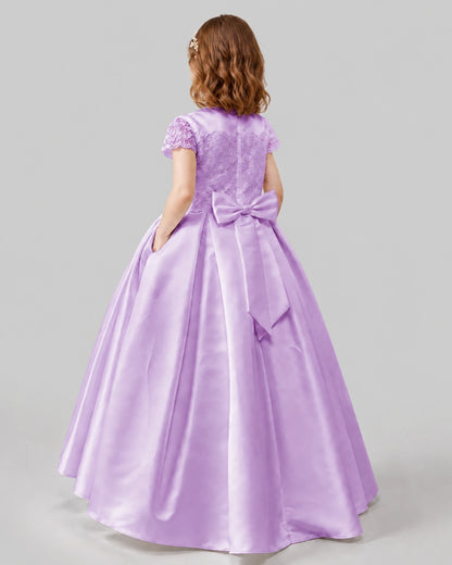 Lilac A-line Junior Bridesmaid Dresses Back