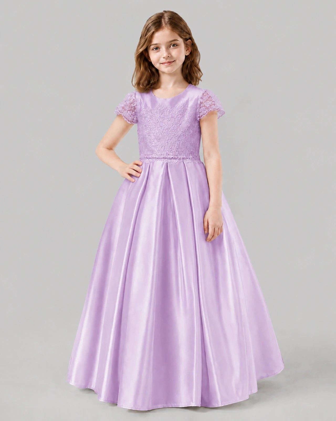 Lilac A-line Junior Bridesmaid Dresses Front