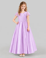 Lilac A-line Junior Bridesmaid Dresses Front